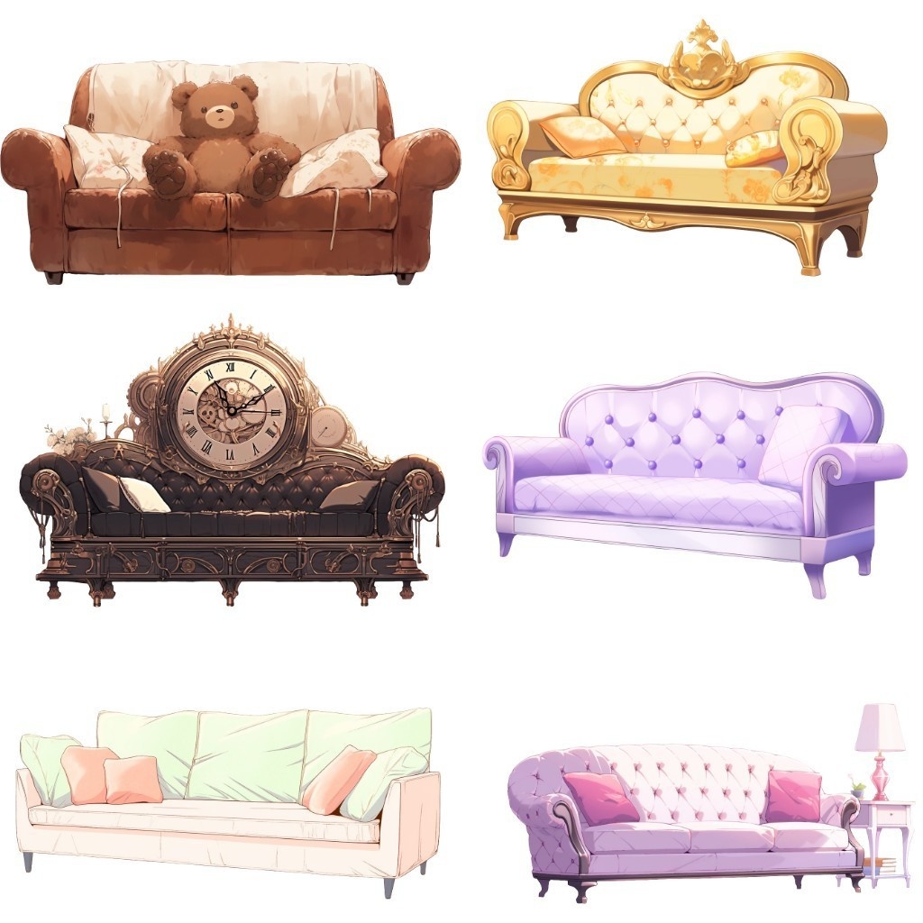 【透過素材】ソファ50枚(レザー、ファブリック、アンティーク、西洋風)