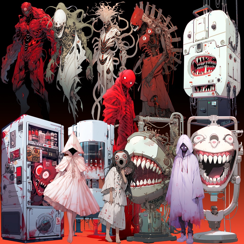 【透過素材】怪物50枚(ホラー系,モンスター,異形,神)