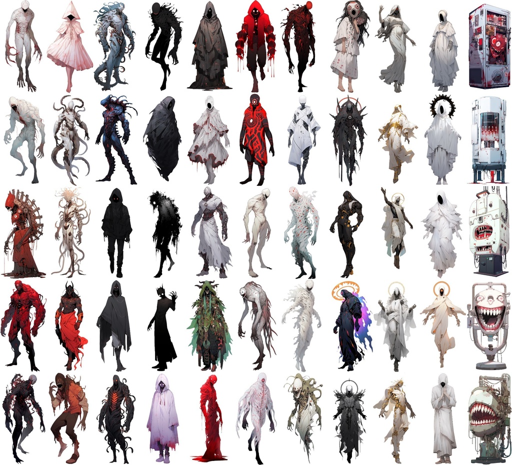 【透過素材】怪物50枚(ホラー系,モンスター,異形,神)