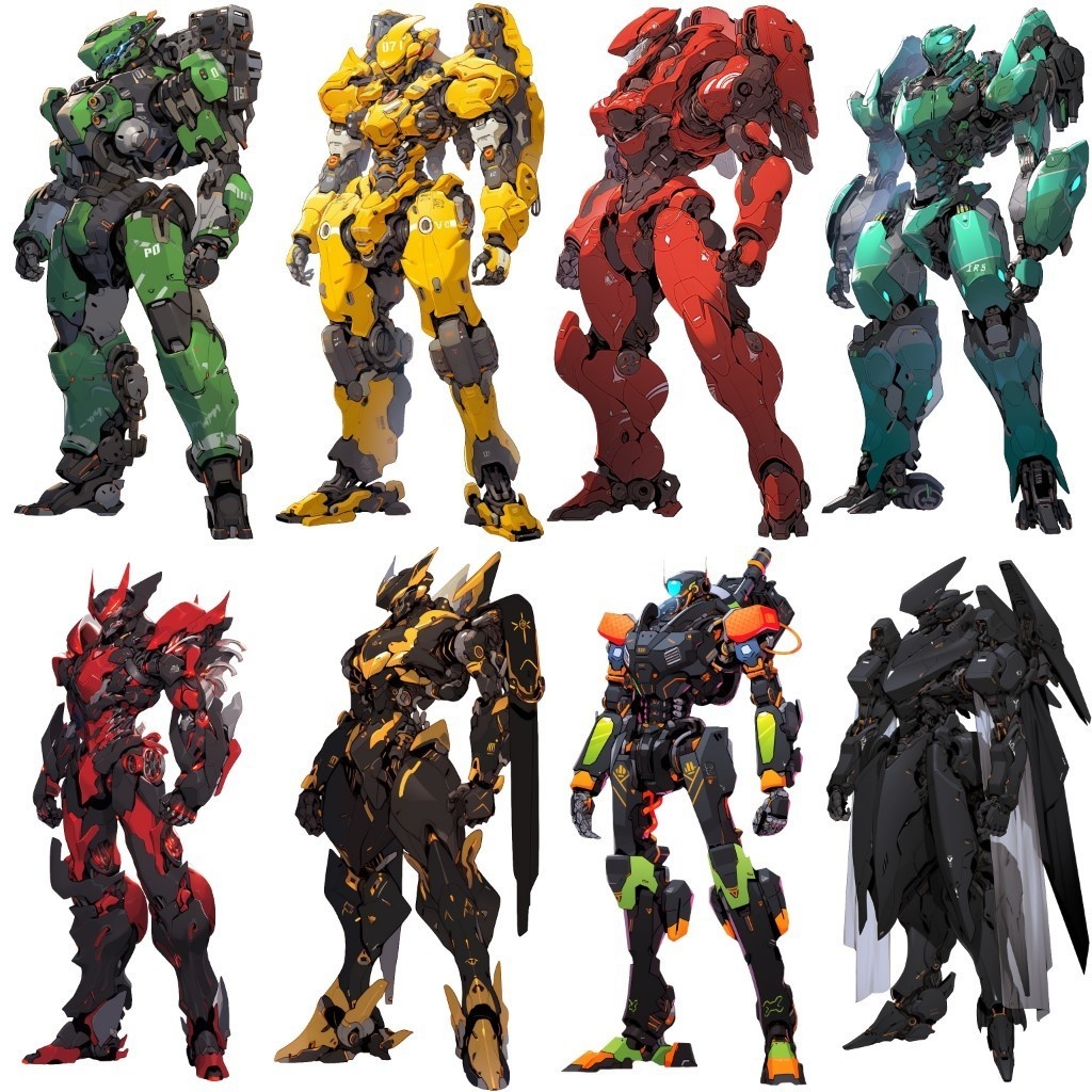 【透過素材】ロボット50枚(戦闘マシーン,パワードスーツ,ヒューマノイドロボット)