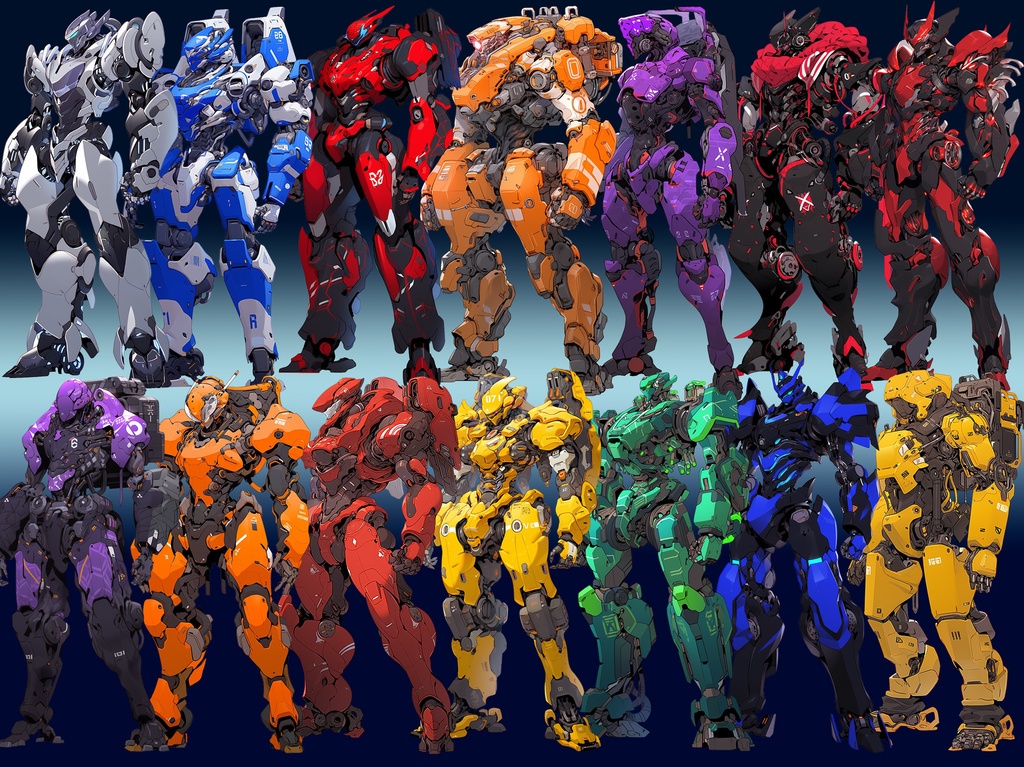 【透過素材】ロボット50枚(戦闘マシーン,パワードスーツ,ヒューマノイドロボット)