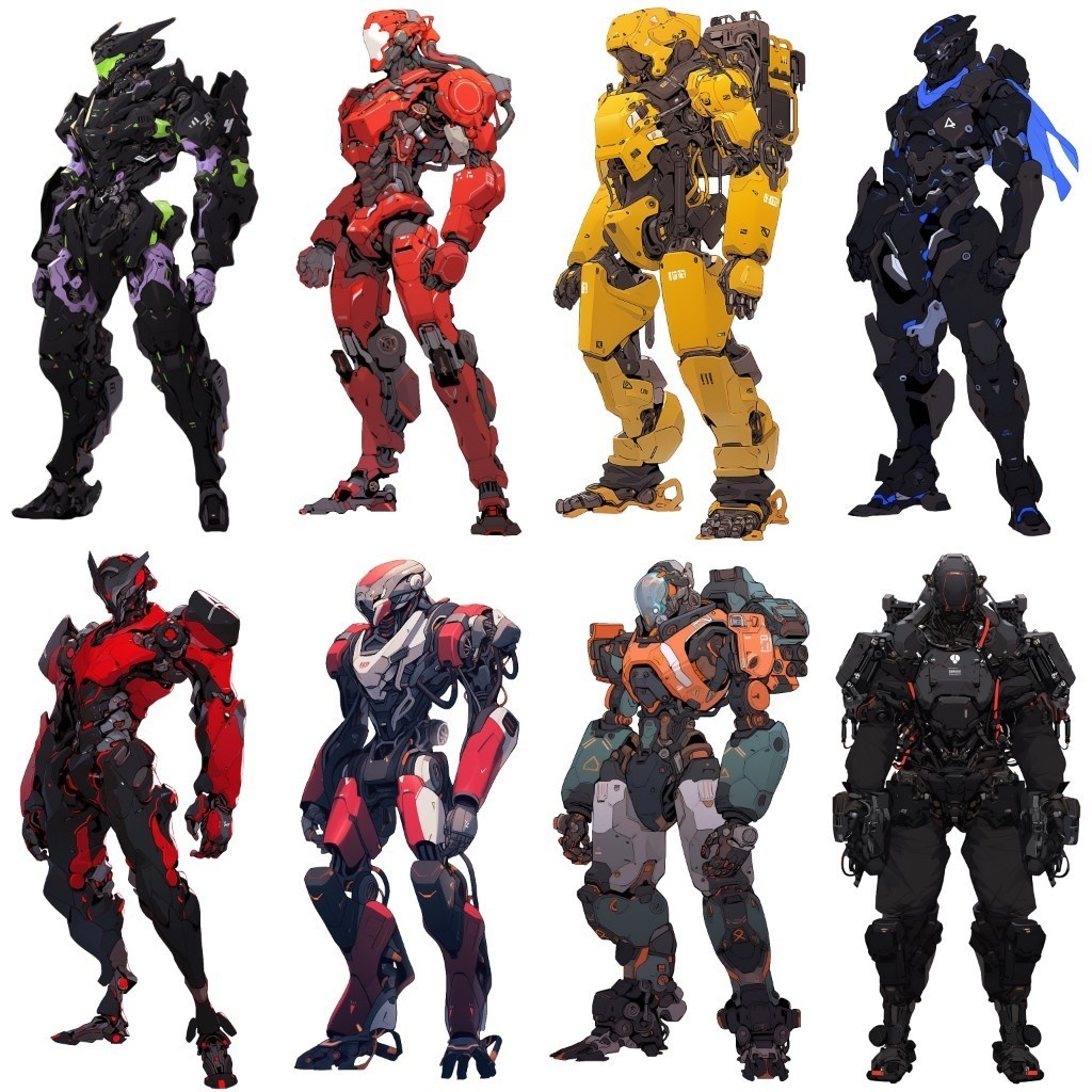 【透過素材】ロボット50枚(戦闘マシーン,パワードスーツ,ヒューマノイドロボット)