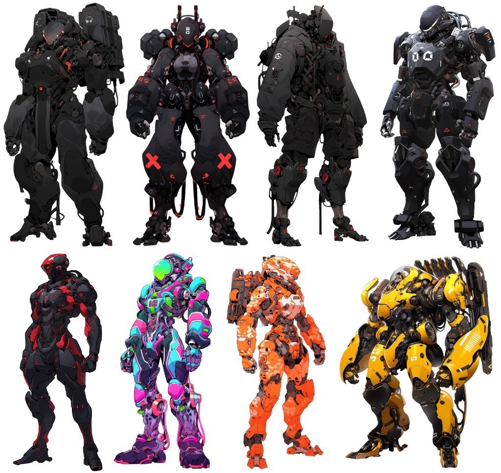 【透過素材】ロボット50枚(戦闘マシーン,パワードスーツ,ヒューマノイドロボット)