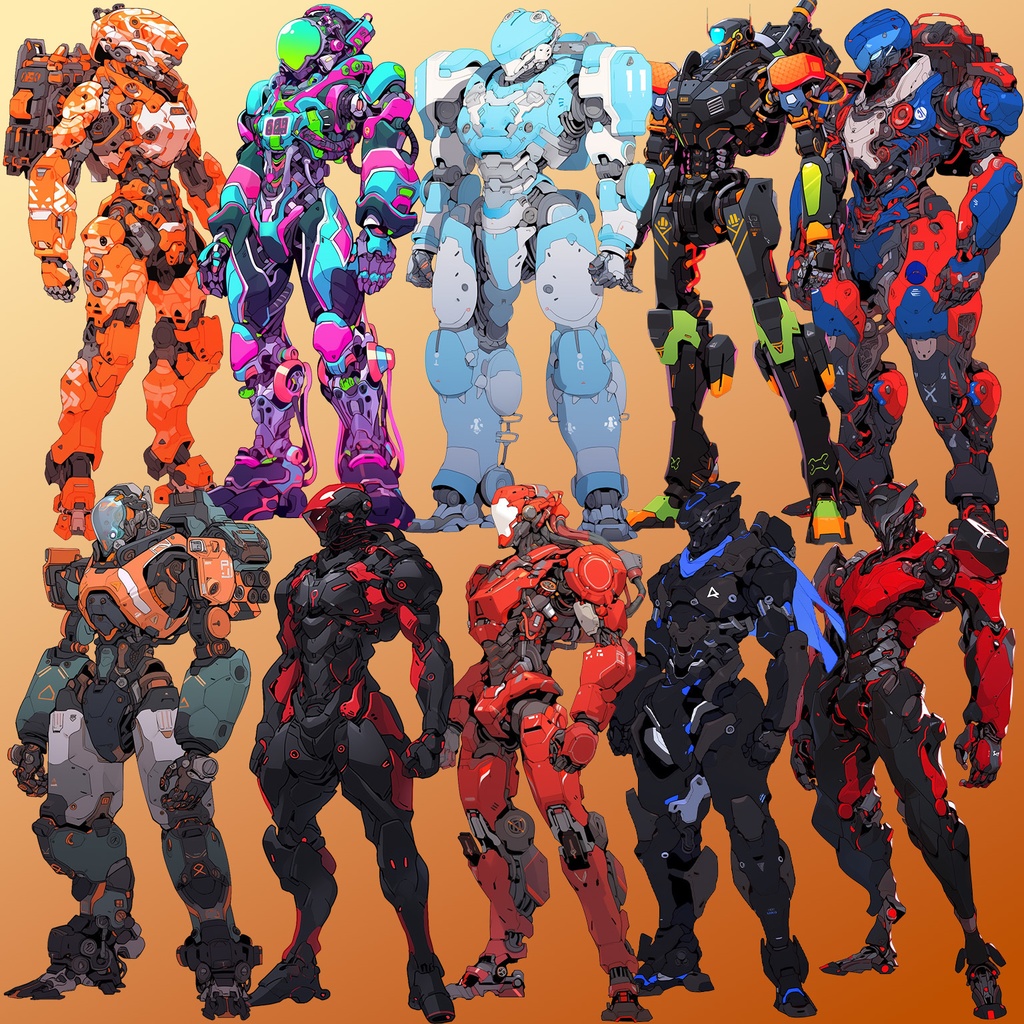 【透過素材】ロボット50枚(戦闘マシーン,パワードスーツ,ヒューマノイドロボット)