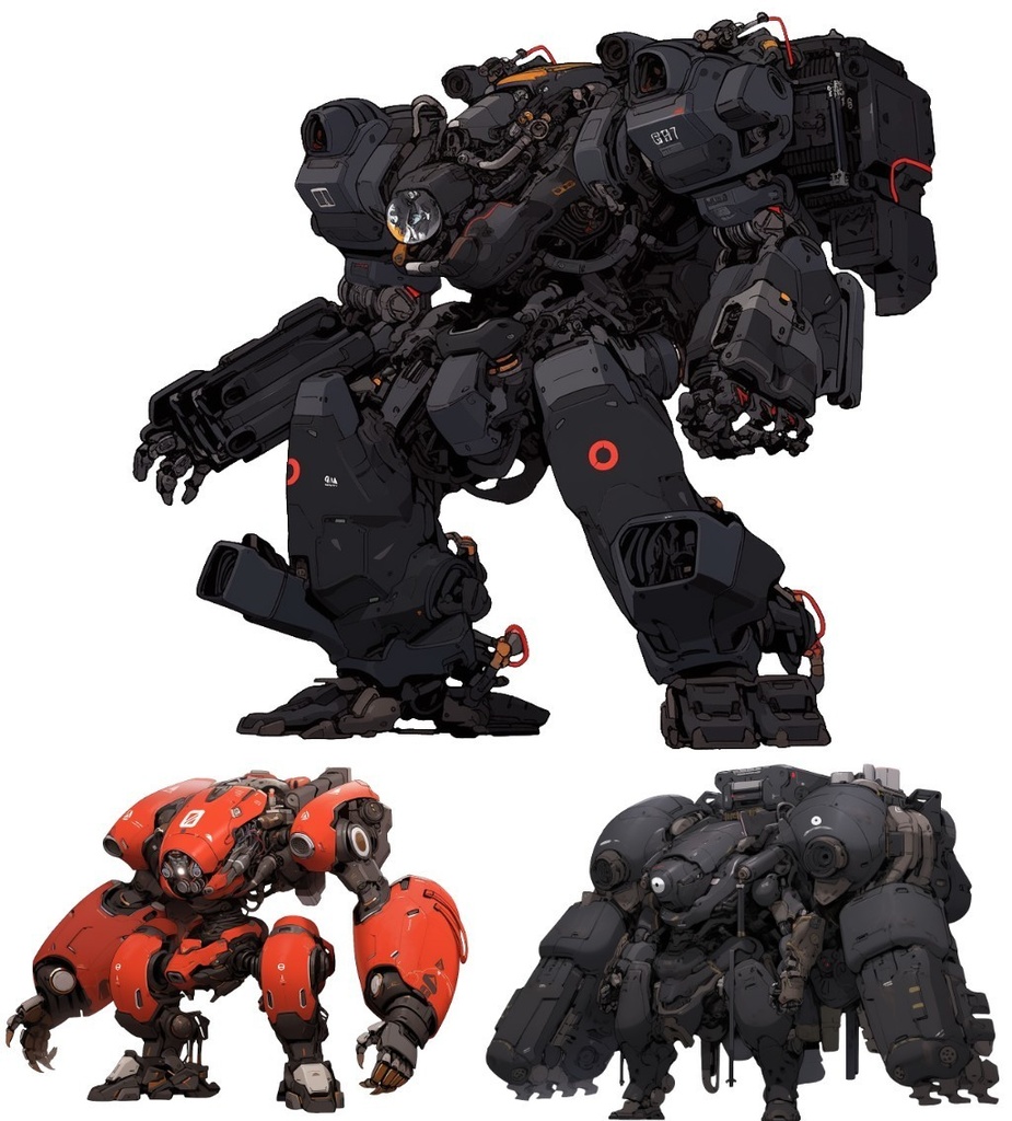 【透過素材】ロボット50枚(戦闘マシーン,パワードスーツ,ヒューマノイドロボット)