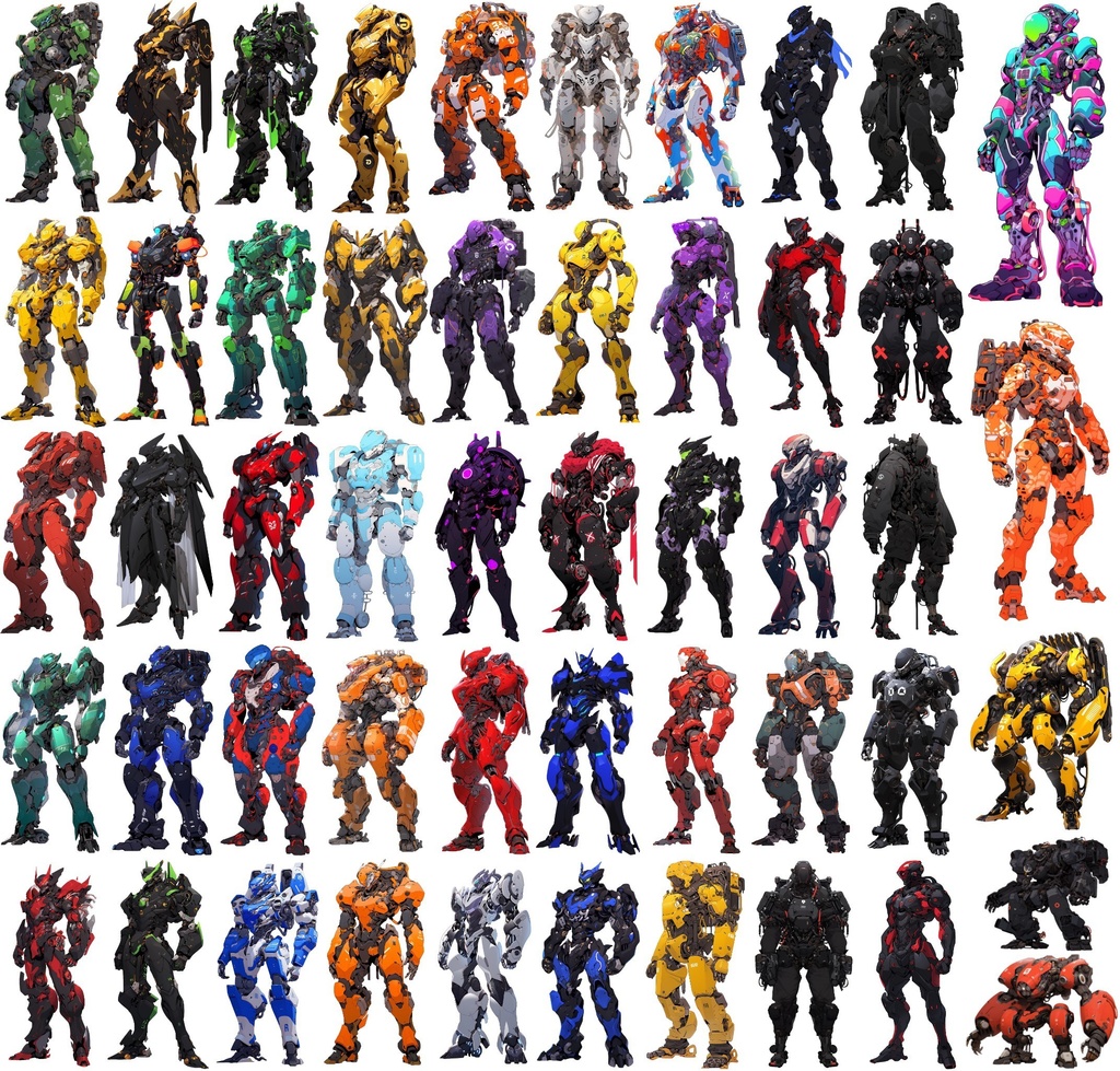 【透過素材】ロボット50枚(戦闘マシーン,パワードスーツ,ヒューマノイドロボット)