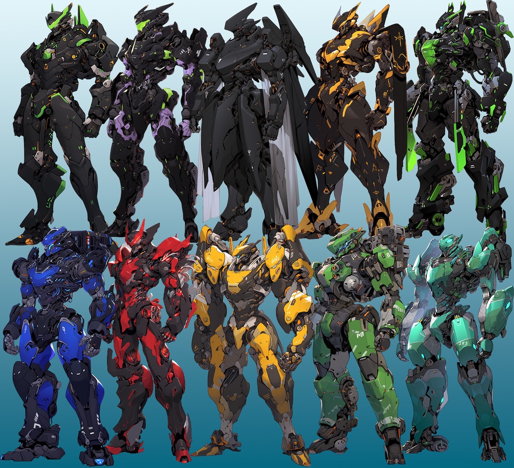 【透過素材】ロボット50枚(戦闘マシーン,パワードスーツ,ヒューマノイドロボット)