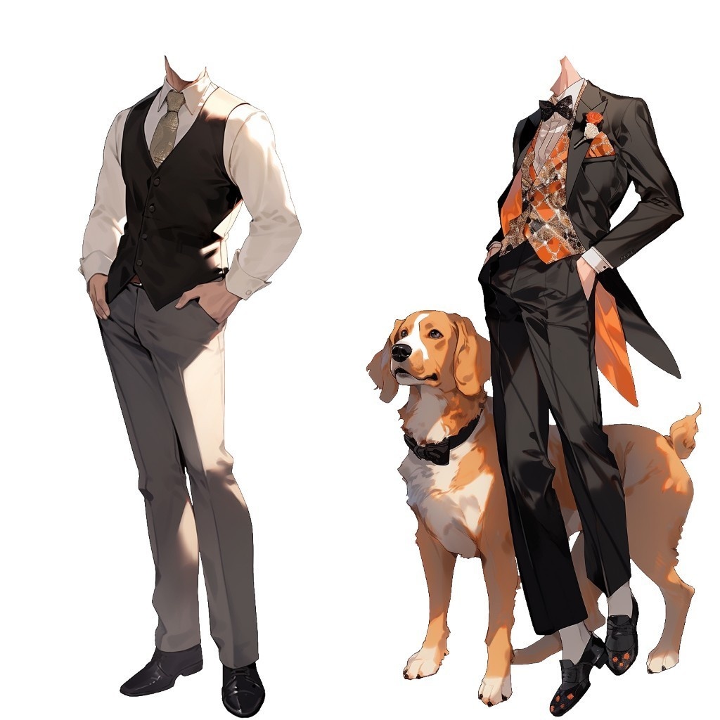 【透過素材】スーツ/男性50枚(立ち絵作成用・タキシード、ベスト、フォーマル衣装、ウェディング、シルクハット)