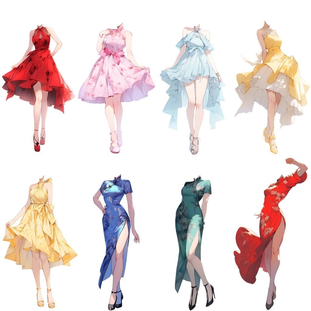 【透過素材】ドレス/女性50枚(立ち絵作成用・ウェディングドレス、パーティー、中世)