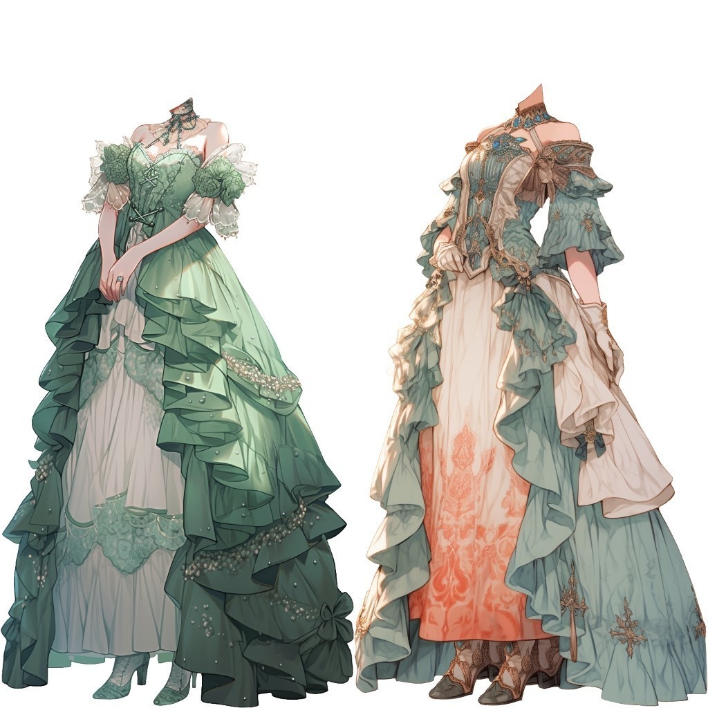 【透過素材】ドレス/女性50枚(立ち絵作成用・ウェディングドレス、パーティー、中世)