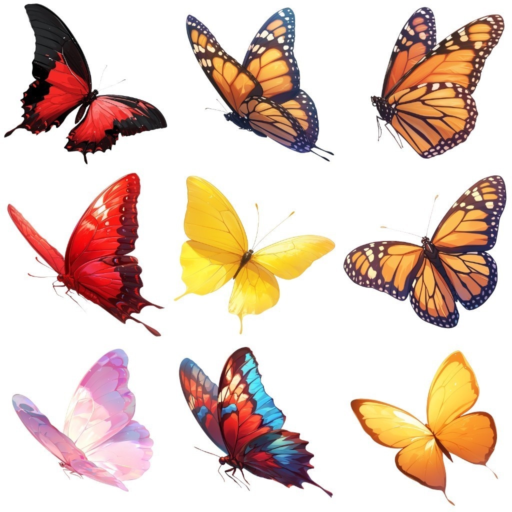 【透過素材】蝶50枚(モルフォチョウ、アゲハチョウ、昆虫綱チョウ目)