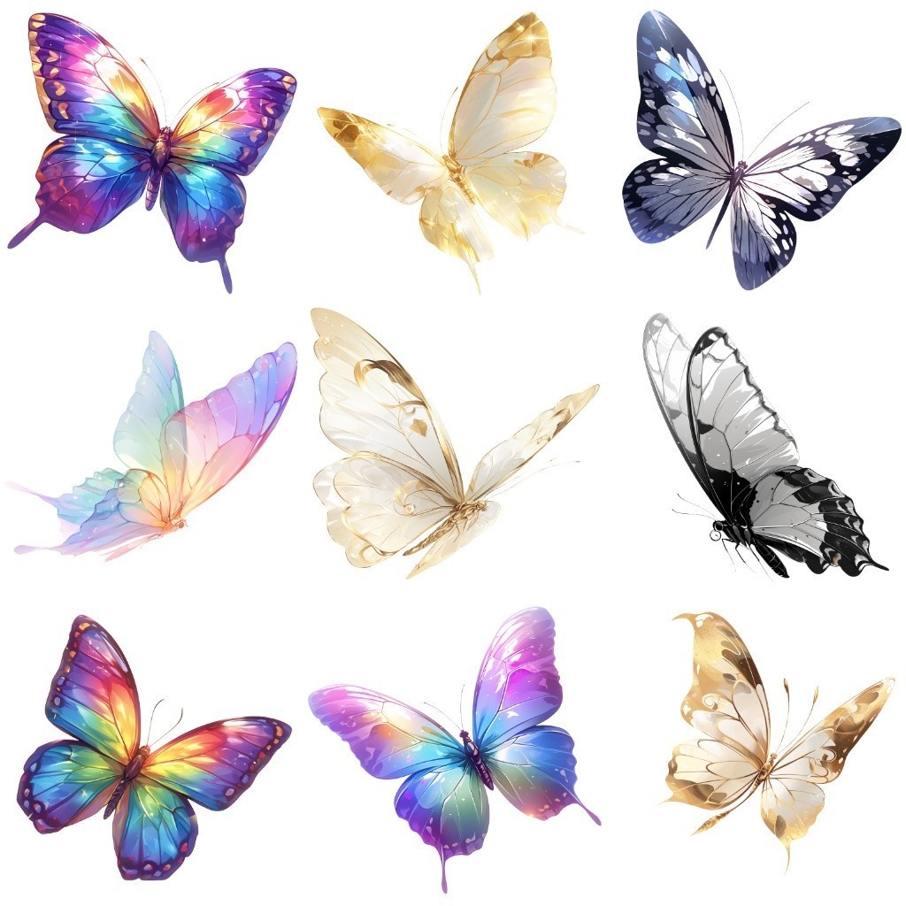 【透過素材】蝶50枚(モルフォチョウ、アゲハチョウ、昆虫綱チョウ目)