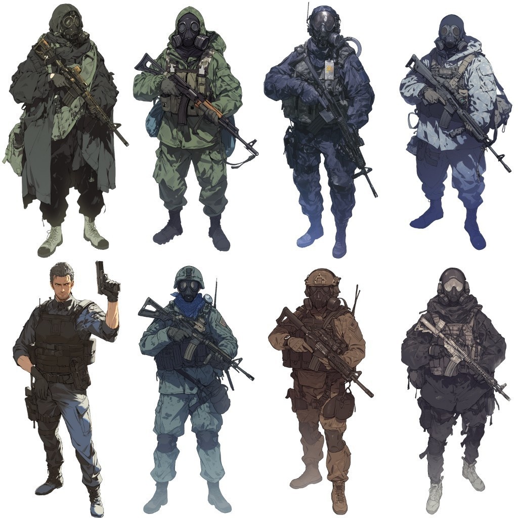 【透過素材】立ち絵・特殊部隊30枚(対NBC兵器中央特殊武器防護隊vsテロリスト)