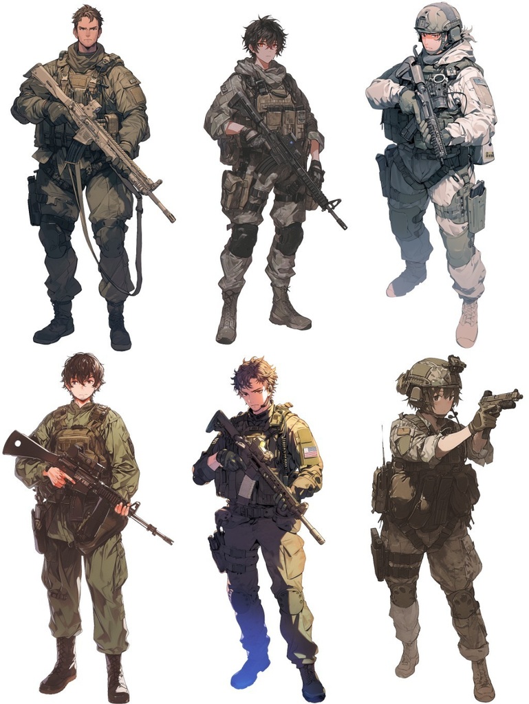 【透過素材】立ち絵・特殊部隊30枚(対NBC兵器中央特殊武器防護隊vsテロリスト)