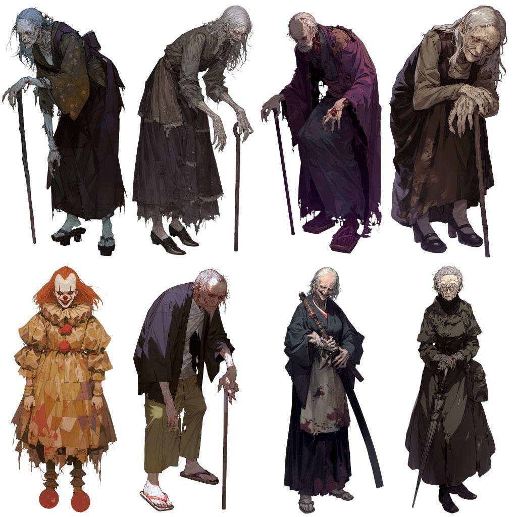 【透過素材】怪異50枚(和風ホラー系,妖怪,モンスター,ピエロ)