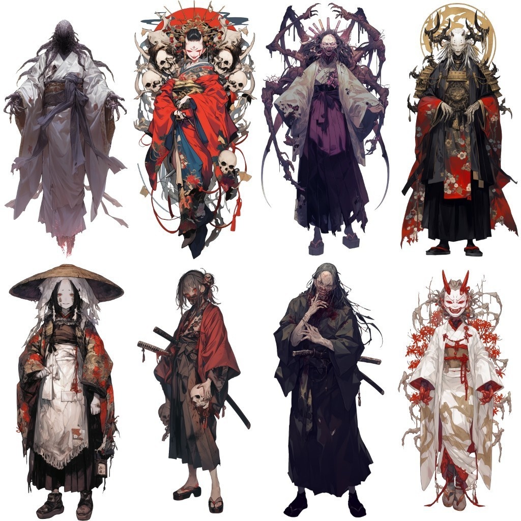 【透過素材】怪異50枚(和風ホラー系,妖怪,モンスター,ピエロ)