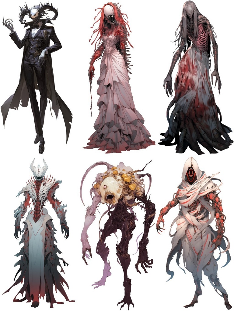 【透過素材】怪異50枚(和風ホラー系,妖怪,モンスター,ピエロ)