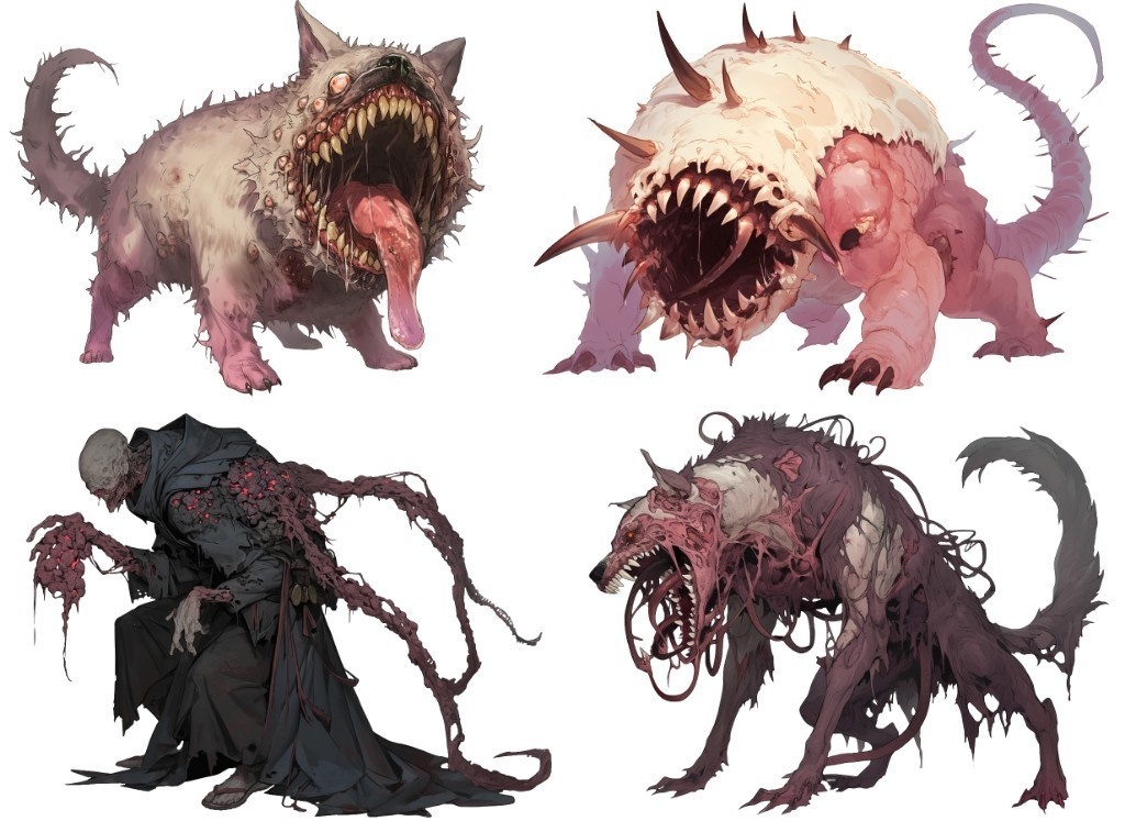 【透過素材】怪異50枚(和風ホラー系,妖怪,モンスター,ピエロ)