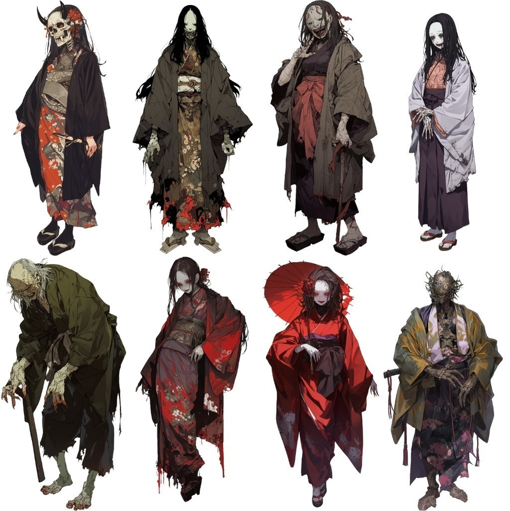 【透過素材】怪異50枚(和風ホラー系,妖怪,モンスター,ピエロ)