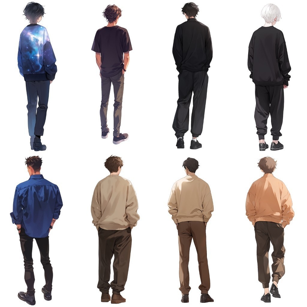 【透過素材】立ち絵・後ろ姿/男性50枚