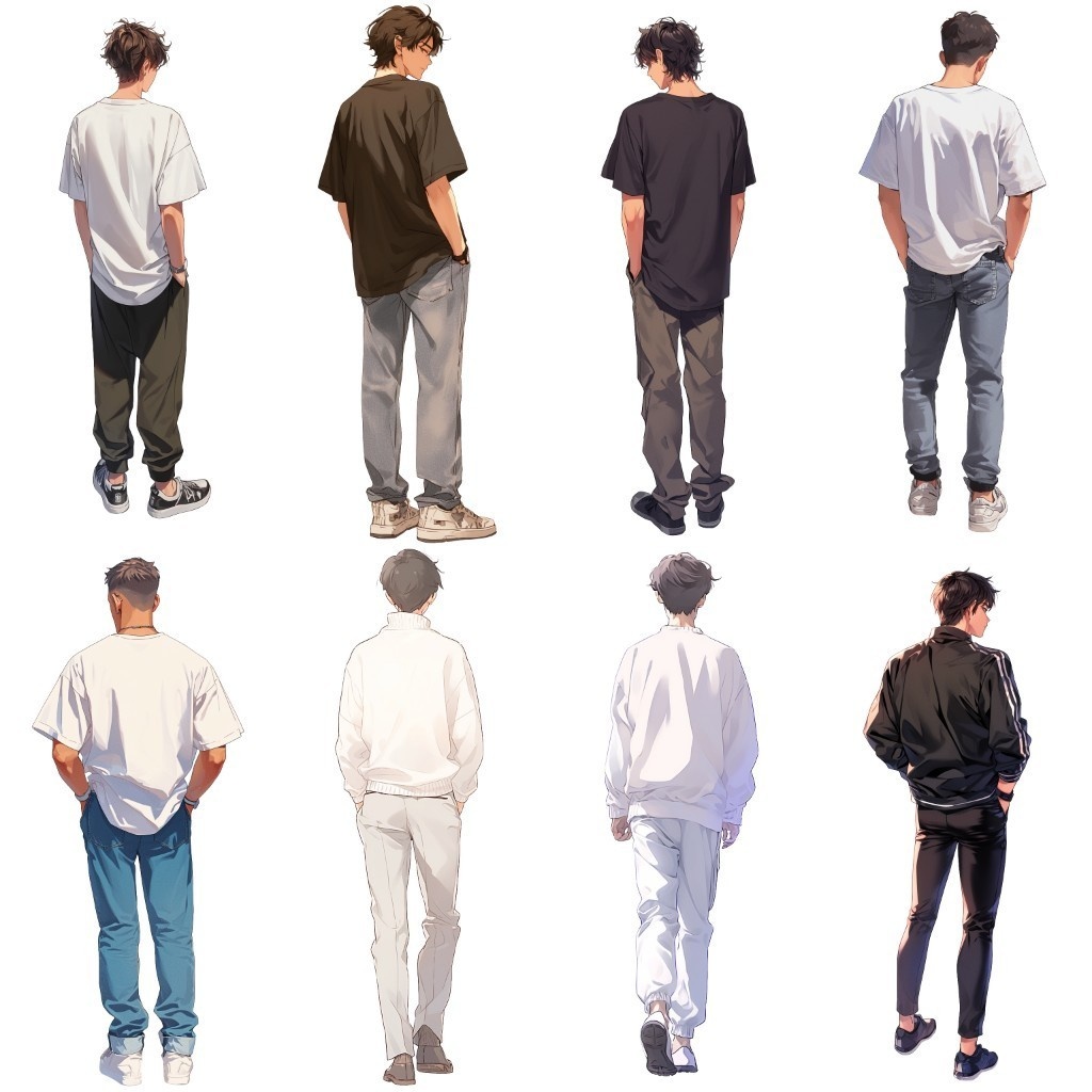 【透過素材】立ち絵・後ろ姿/男性50枚