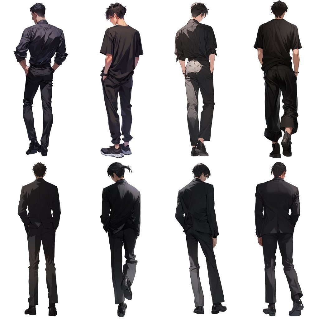 【透過素材】立ち絵・後ろ姿/男性50枚