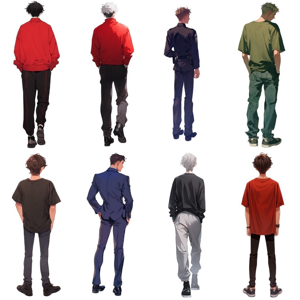 【透過素材】立ち絵・後ろ姿/男性50枚