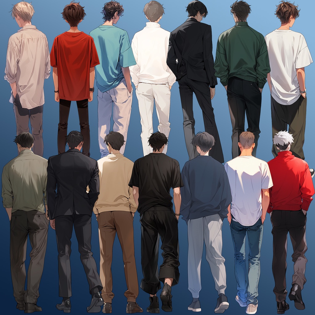 【透過素材】立ち絵・後ろ姿/男性50枚