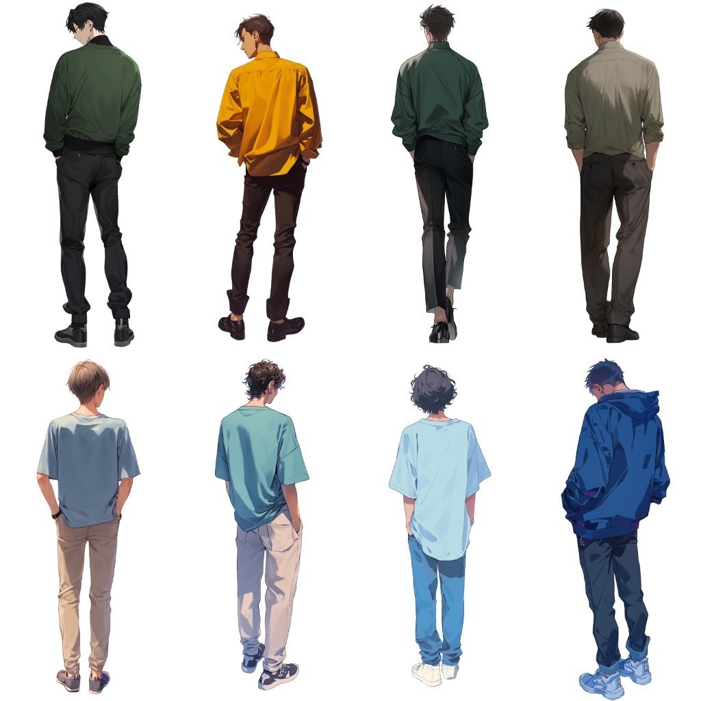 【透過素材】立ち絵・後ろ姿/男性50枚