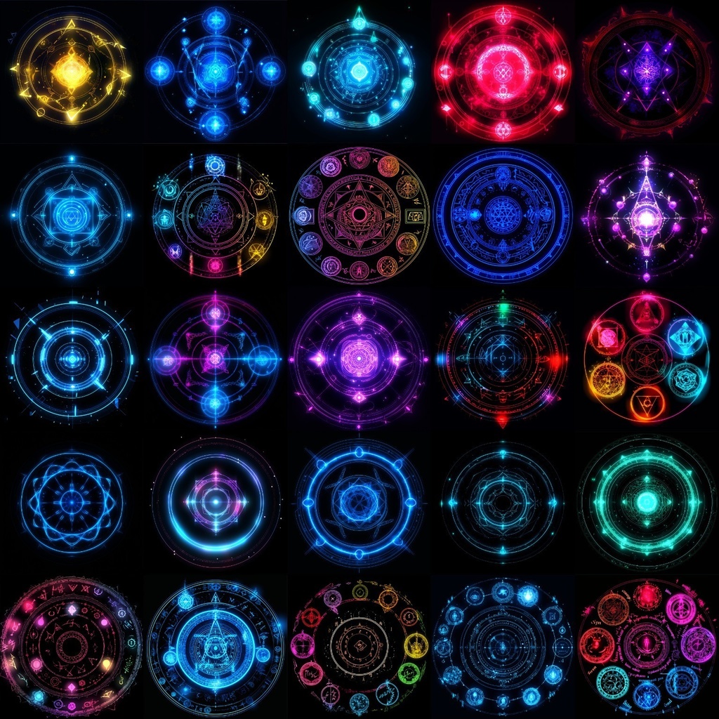 【合成素材】魔法陣660枚(エフェクト&背景付き、錬成陣、魔術、ファンタジー)