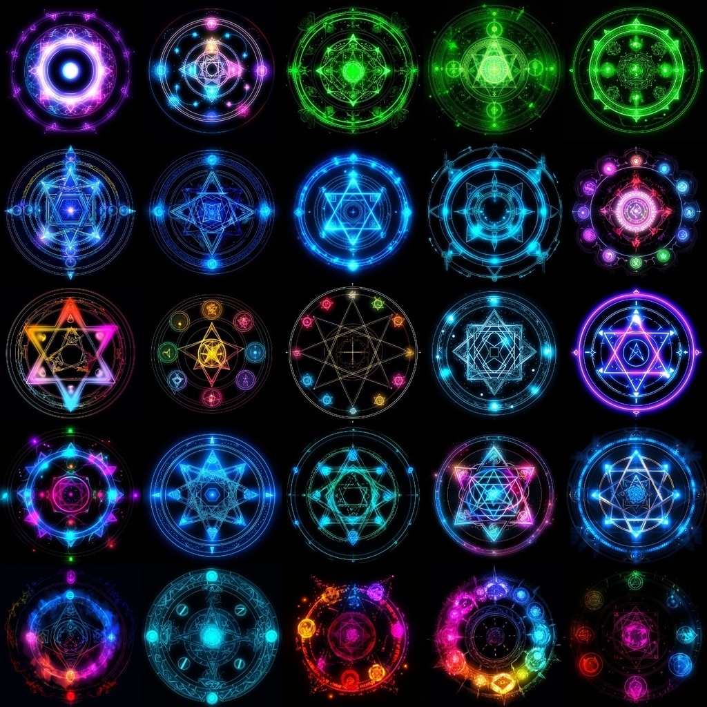 【合成素材】魔法陣660枚(エフェクト&背景付き、錬成陣、魔術、ファンタジー)