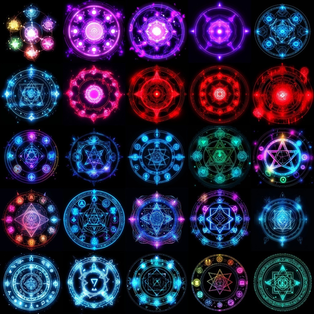 【合成素材】魔法陣660枚(エフェクト&背景付き、錬成陣、魔術、ファンタジー)