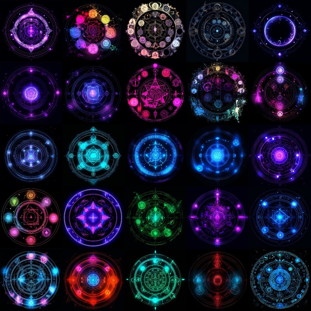 【合成素材】魔法陣660枚(エフェクト&背景付き、錬成陣、魔術、ファンタジー)