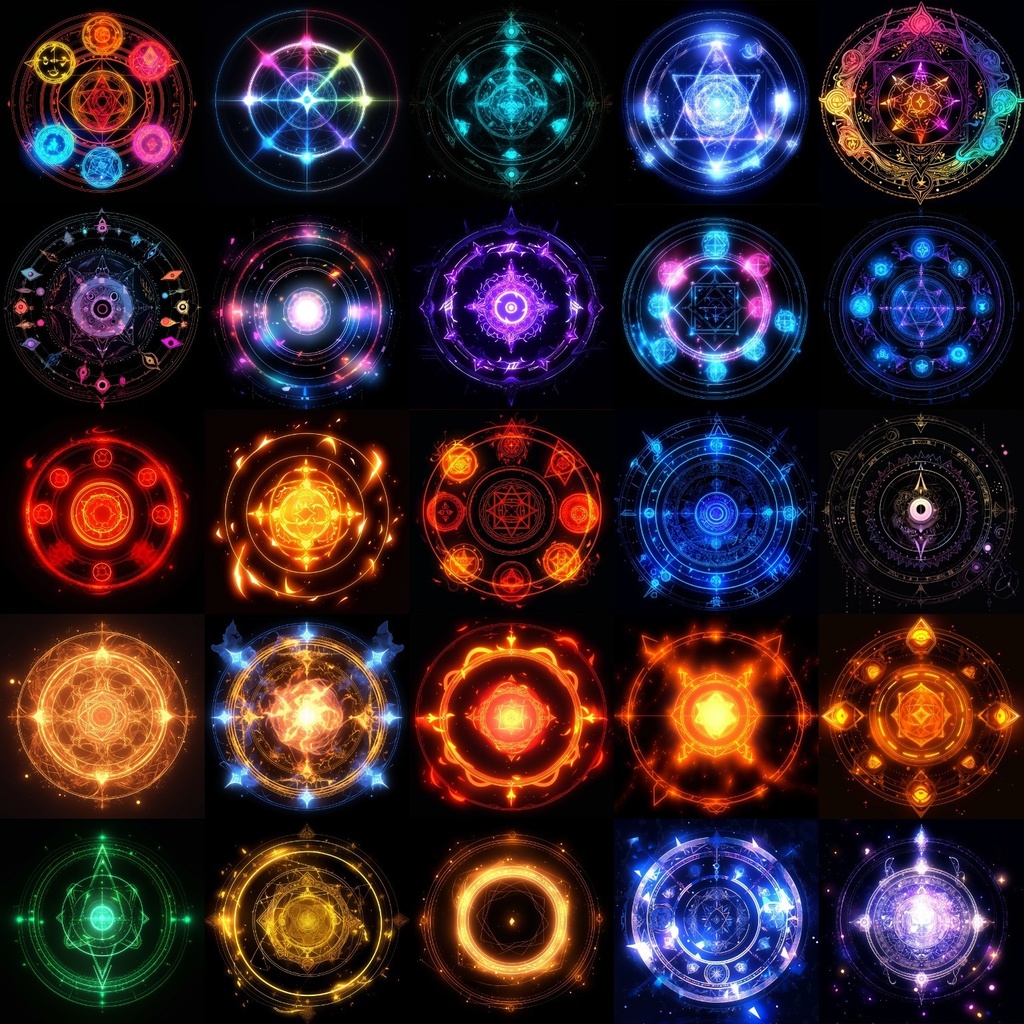 【合成素材】魔法陣660枚(エフェクト&背景付き、錬成陣、魔術、ファンタジー)