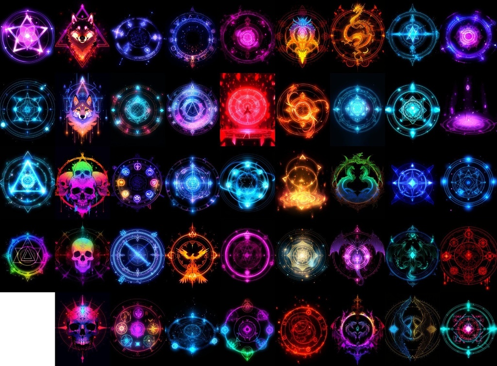 【合成素材】魔法陣660枚(エフェクト&背景付き、錬成陣、魔術、ファンタジー)