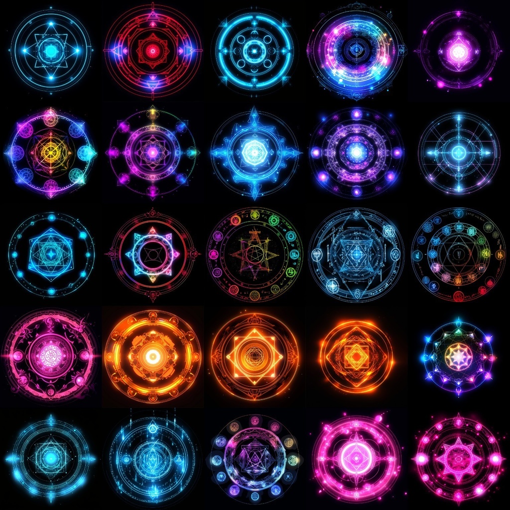 【合成素材】魔法陣660枚(エフェクト&背景付き、錬成陣、魔術、ファンタジー)