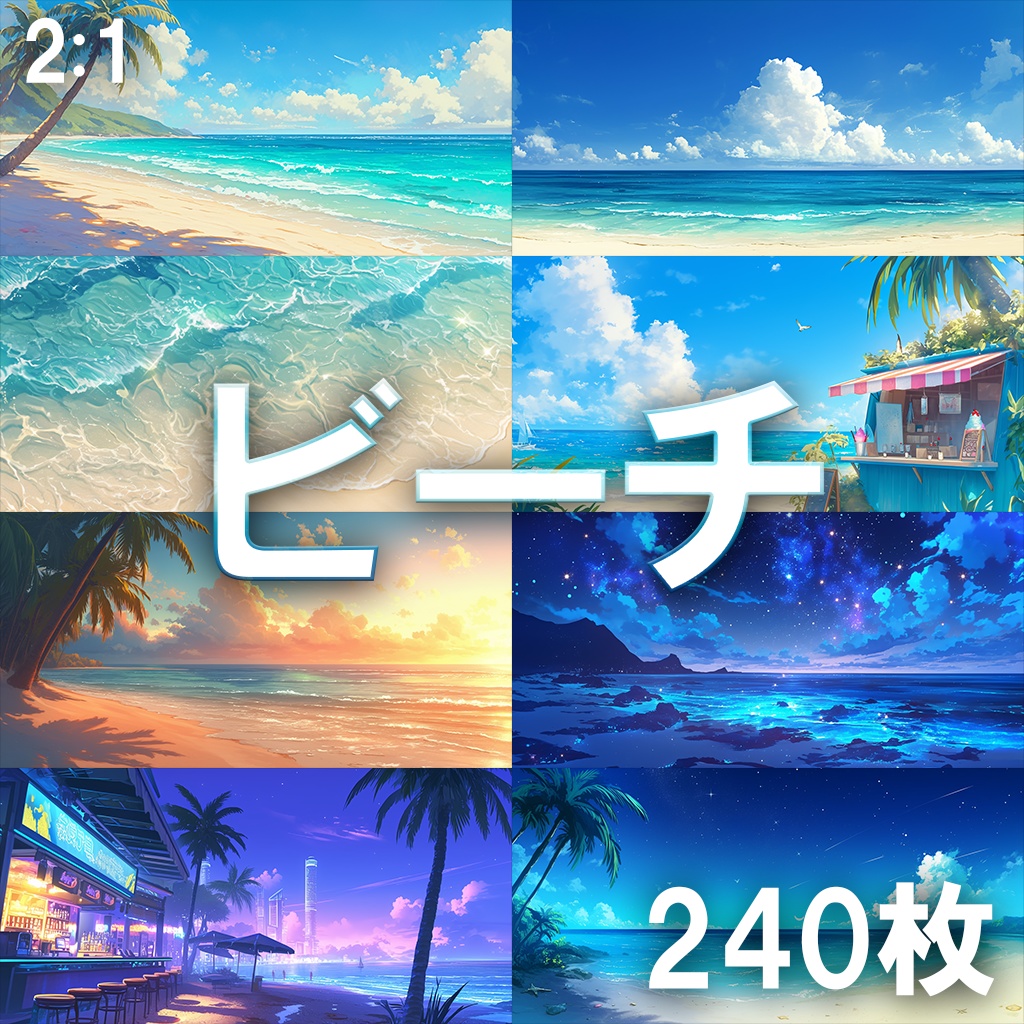 【背景素材】ビーチ240枚[2:1](砂浜、海岸、海)