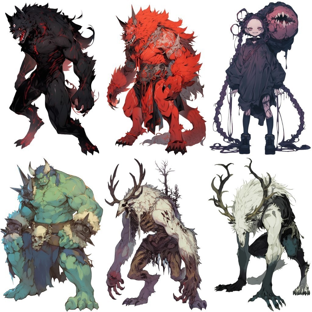 【透過素材】魔物50枚(ドラゴン,ゴブリン,天狗,幻獣,ファンタジー,ホラー)