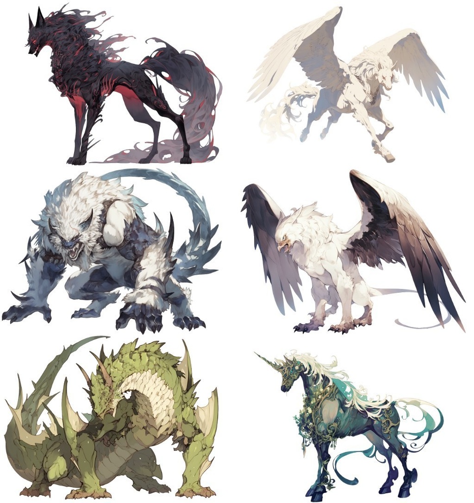 【透過素材】魔物50枚(ドラゴン,ゴブリン,天狗,幻獣,ファンタジー,ホラー)