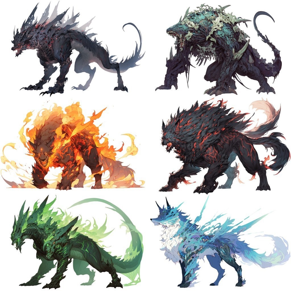 【透過素材】魔物50枚(ドラゴン,ゴブリン,天狗,幻獣,ファンタジー,ホラー)