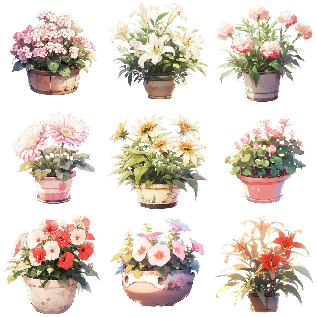 【透過素材】花50枚(バラ、ヒマワリ、アイリス、チューリップ、バーベナ)