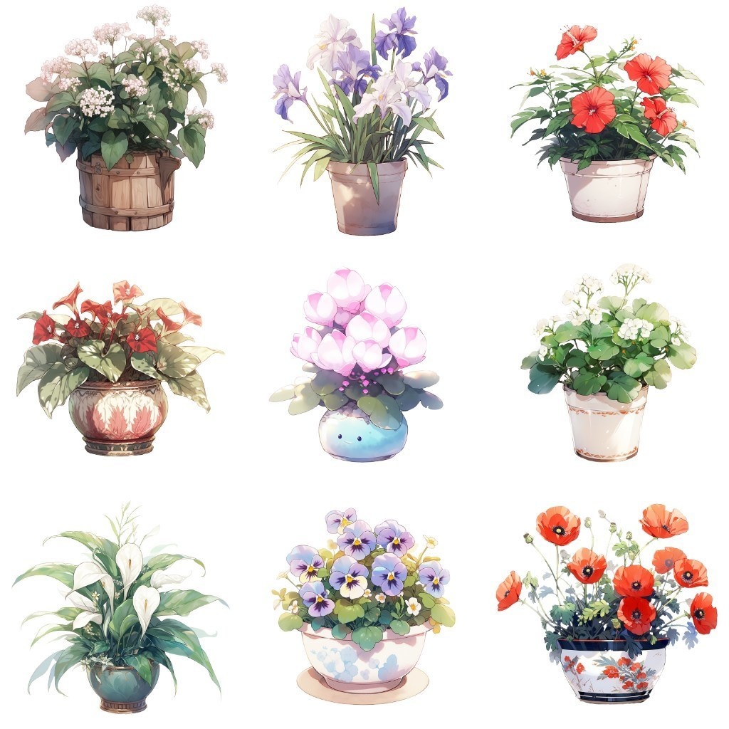 【透過素材】花50枚(バラ、ヒマワリ、アイリス、チューリップ、バーベナ)