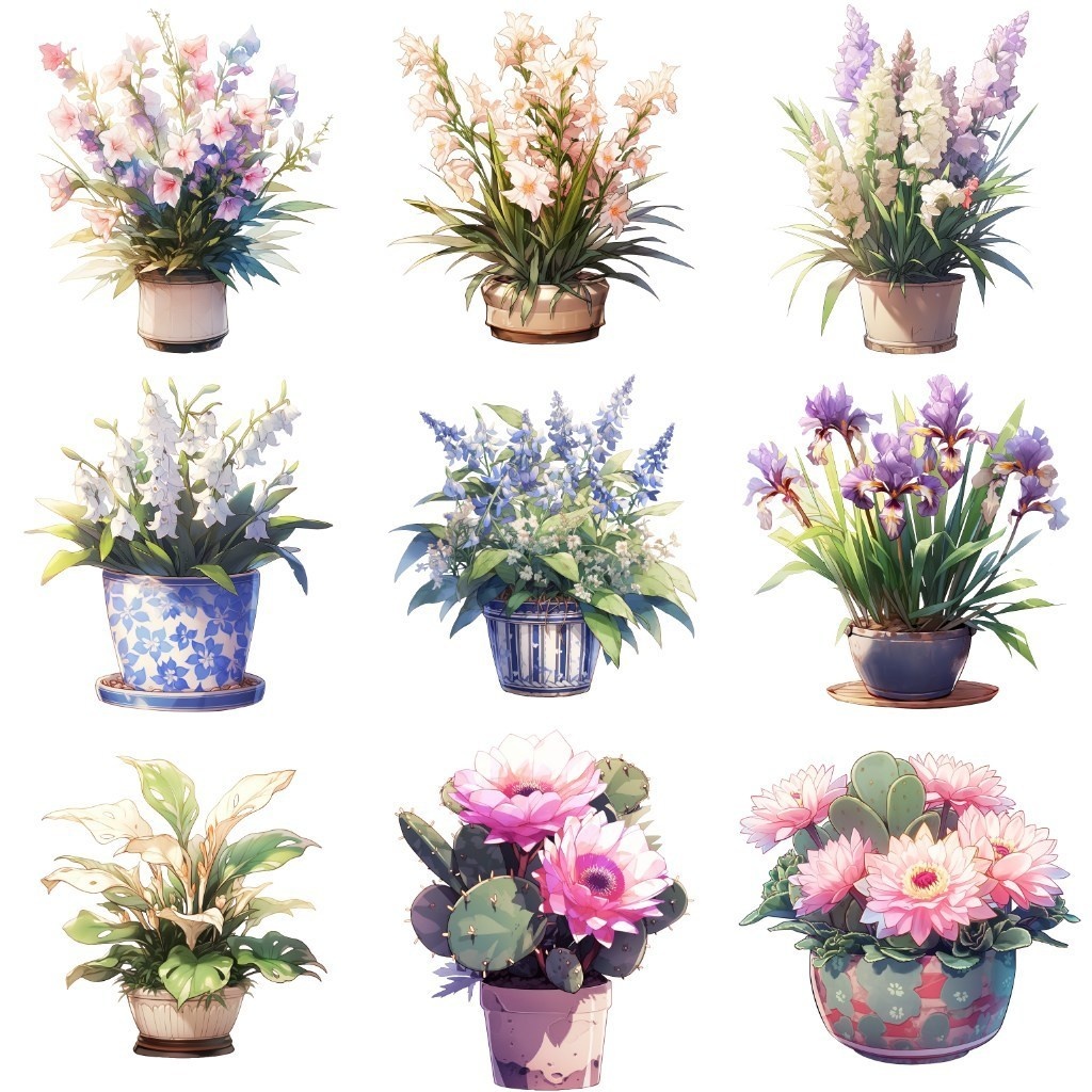 【透過素材】花50枚(バラ、ヒマワリ、アイリス、チューリップ、バーベナ)