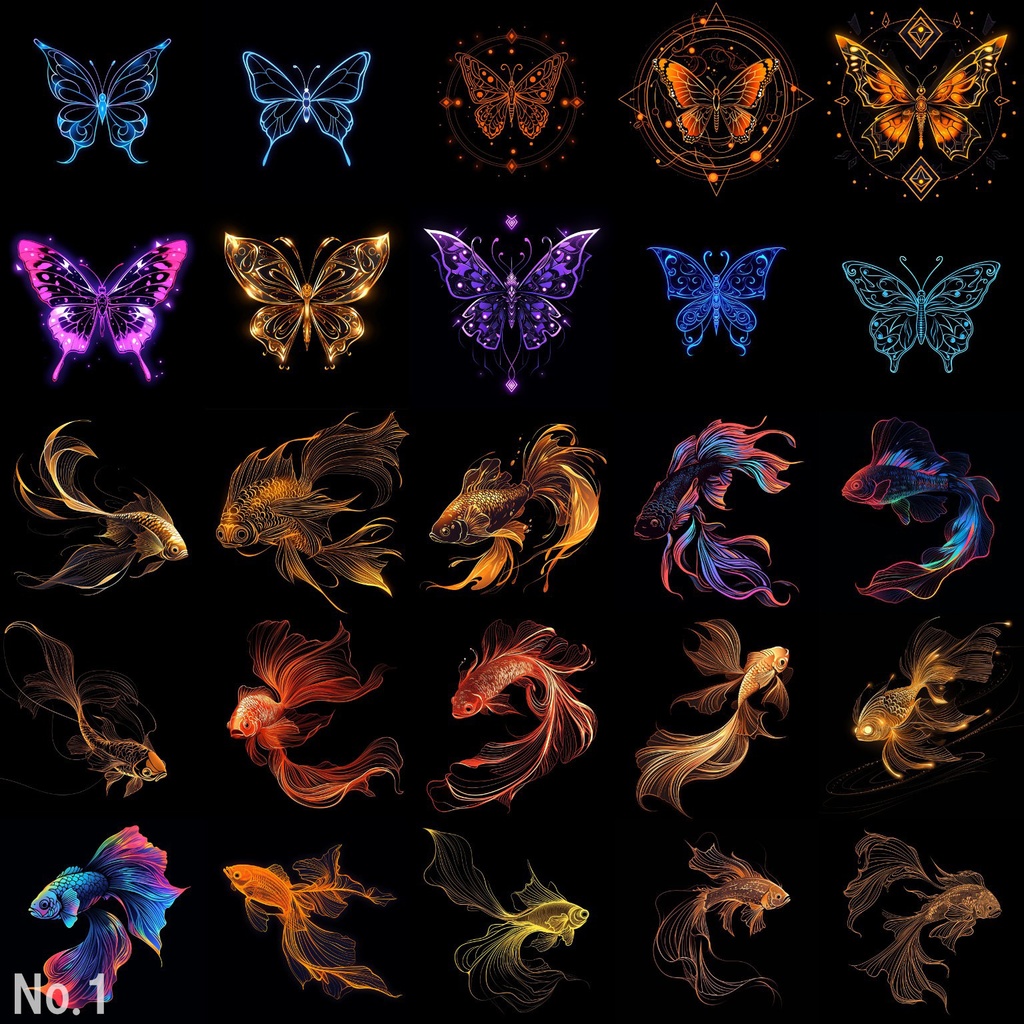 【合成素材】動物・自然(狼,鷹,ベタ,魚,蝶)