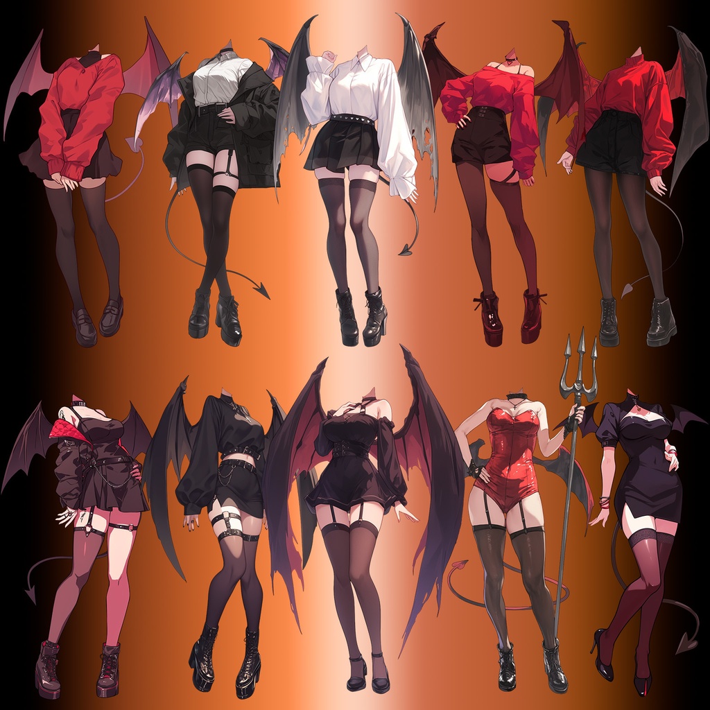 【透過素材】コスプレ衣装/女性50枚(立ち絵作成用・天使,悪魔,アイドル,軍服,職業)