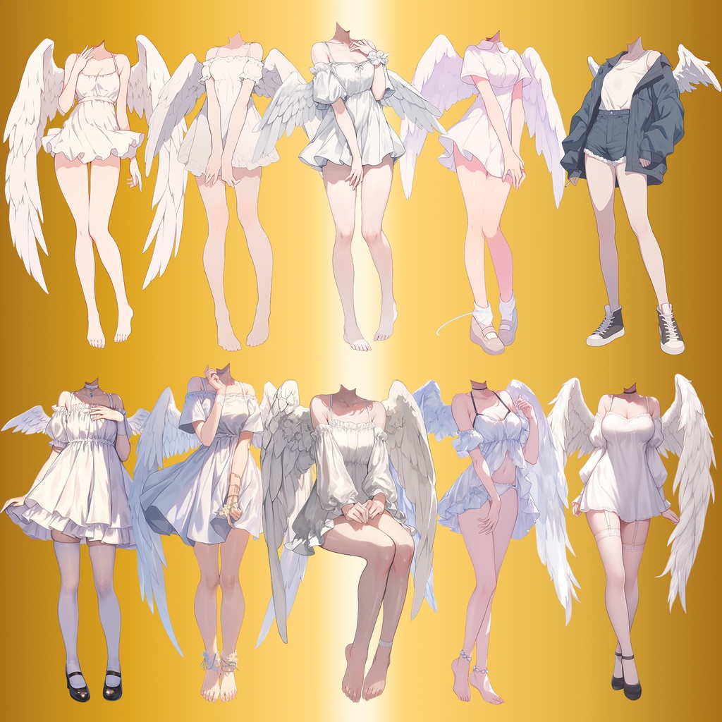 【透過素材】コスプレ衣装/女性50枚(立ち絵作成用・天使,悪魔,アイドル,軍服,職業)