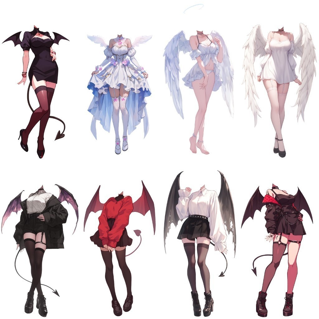 【透過素材】コスプレ衣装/女性50枚(立ち絵作成用・天使,悪魔,アイドル,軍服,職業)