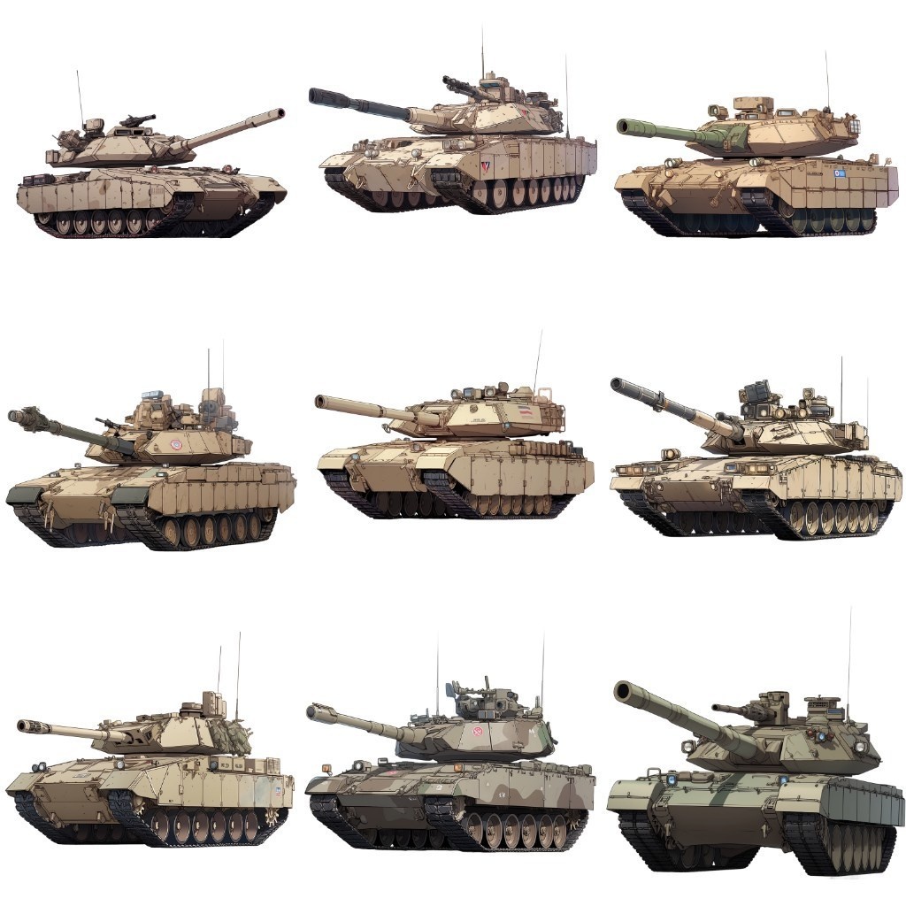 【透過素材】戦車50枚(レオパルト,M1A1,シャーマン,タイガー戦車)