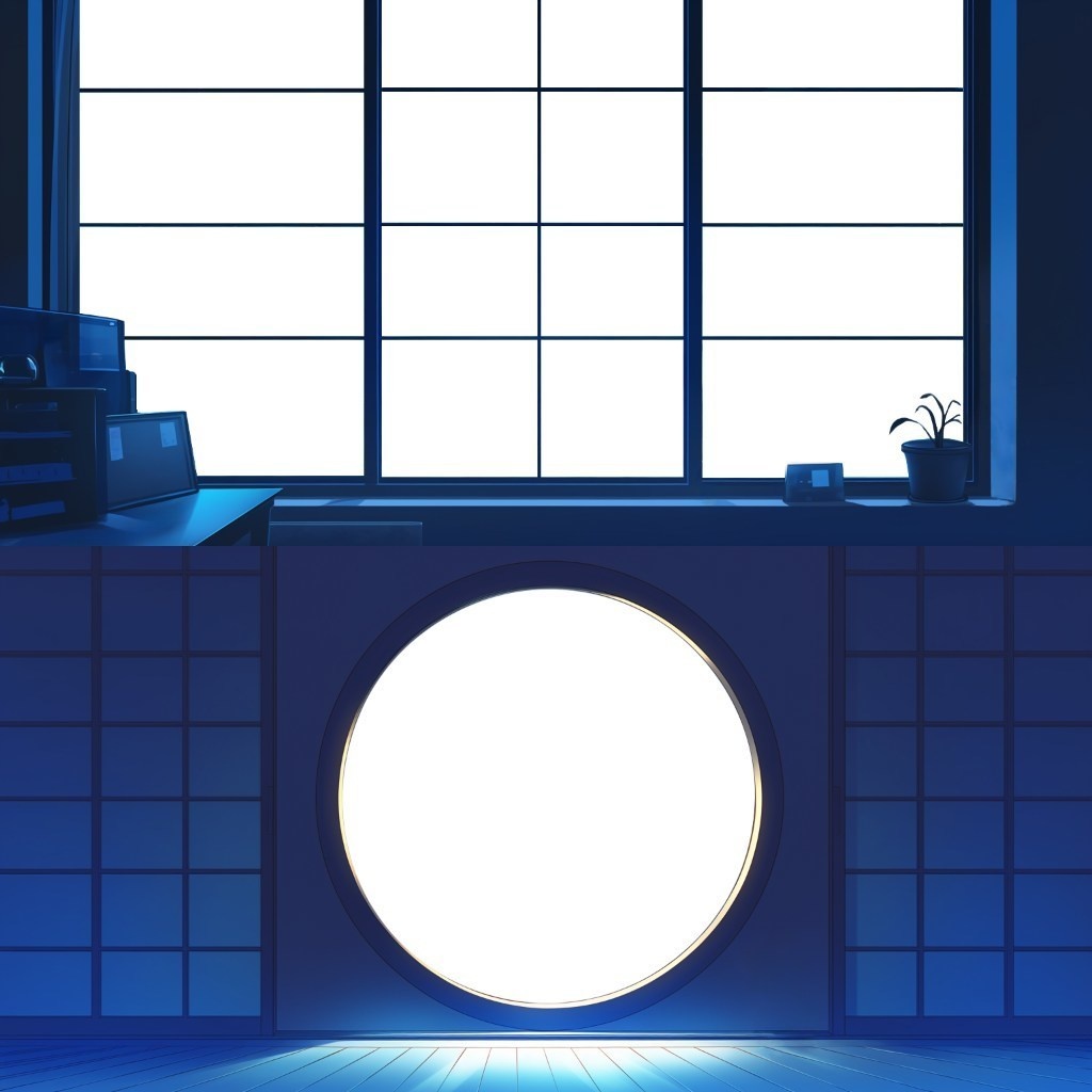 【透過素材】窓だけ透過・夜部屋10枚