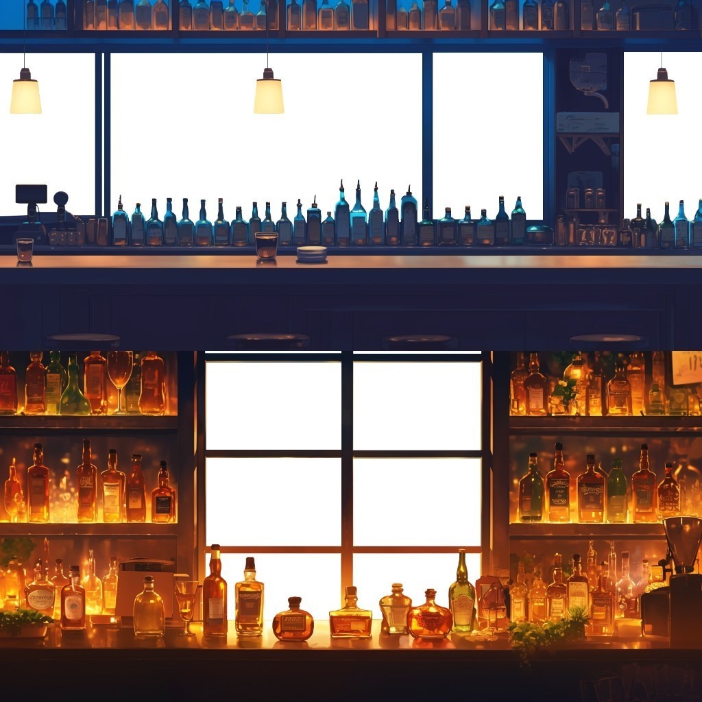 【透過素材】窓だけ透過・夜部屋10枚